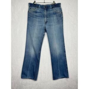 Vintage Levi’s 70’s USA 516 Orange Tab 34X30.5 High Rise Boot Cut Blue Jeans